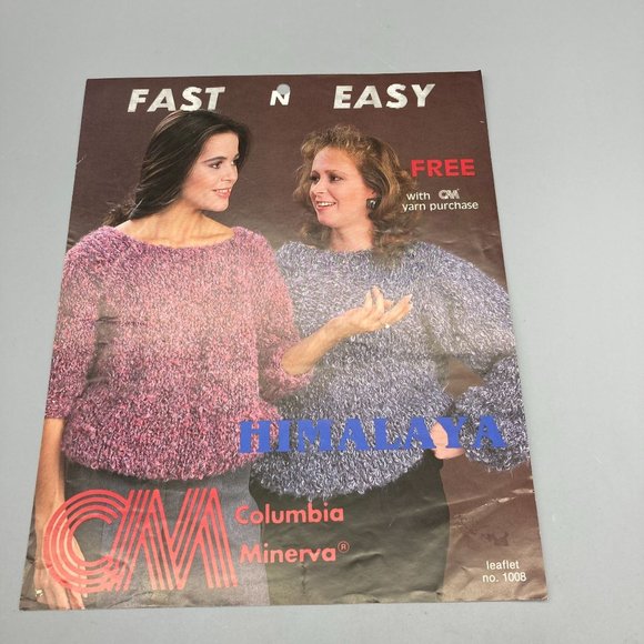 Vintage Patterns Columbia Minerva Fast N Easy Himalaya Knit 1980s 3/4 and Long - Picture 1 of 1
